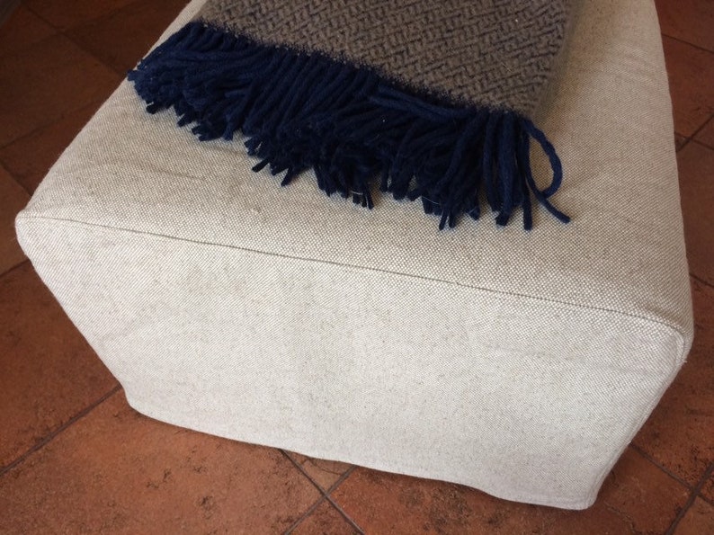 Square pouf cover Pure linen foot stool case Linen floor pouf Etsy
