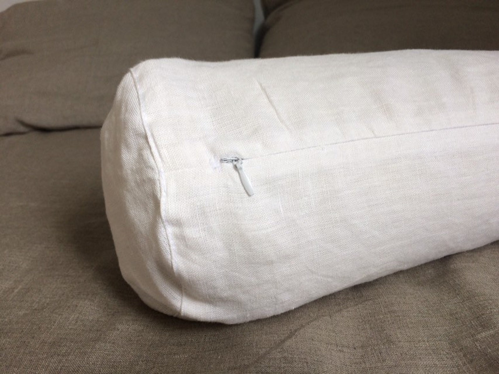 White Bolster Linen Pillow Case Bolster cover Neckroll Etsy