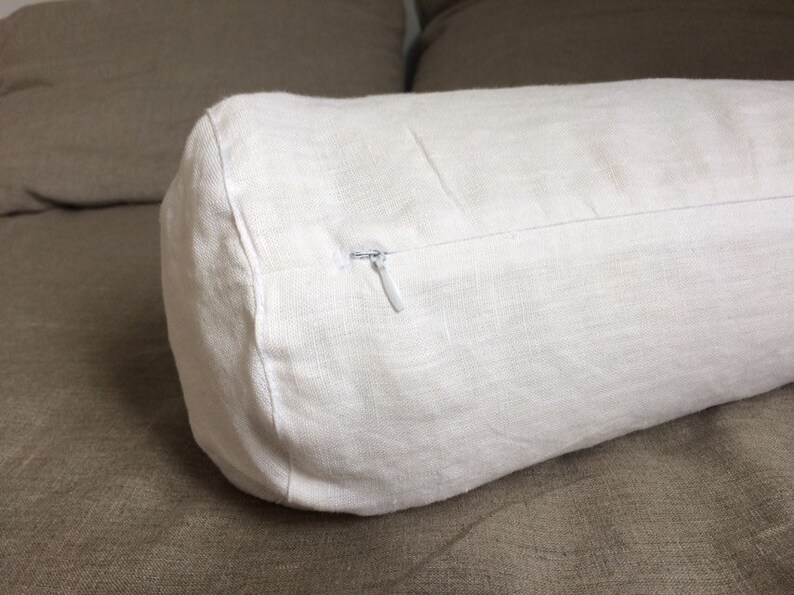 White Bolster Linen Pillow Case Bolster Cover Neckroll Etsy