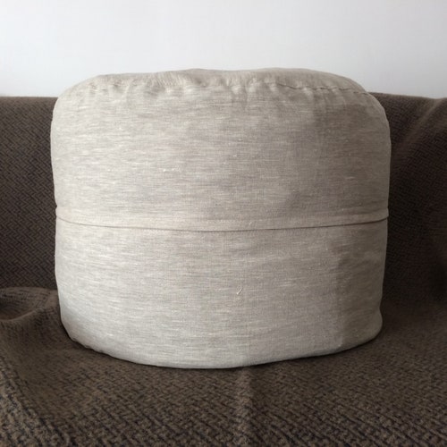 Linen Floor Pouf Ottoman Covers Only Scandinavian Hygge Etsy
