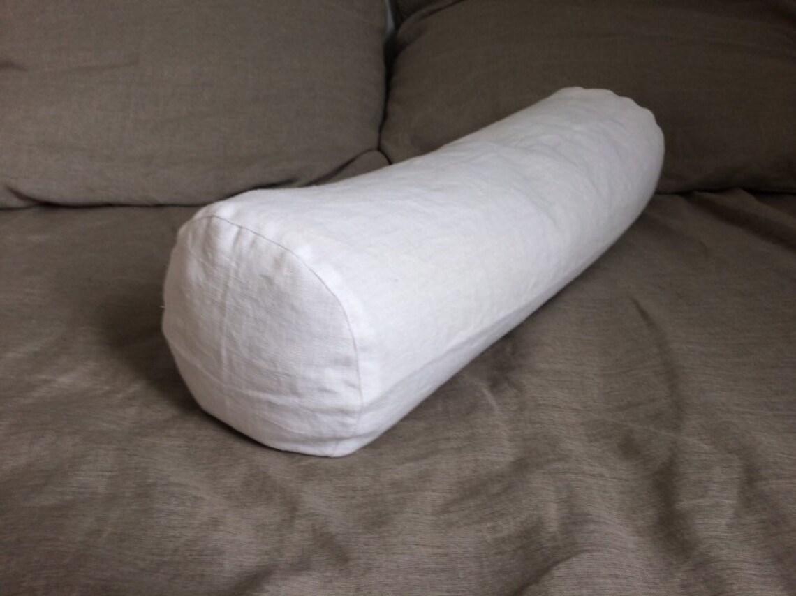 White Bolster Linen Pillow Case Bolster cover Neckroll Etsy