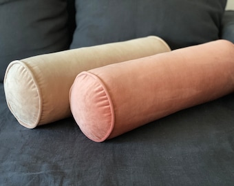 Velvet Bolster Cover with Piping: Luxury Cylindrical Pillowcase