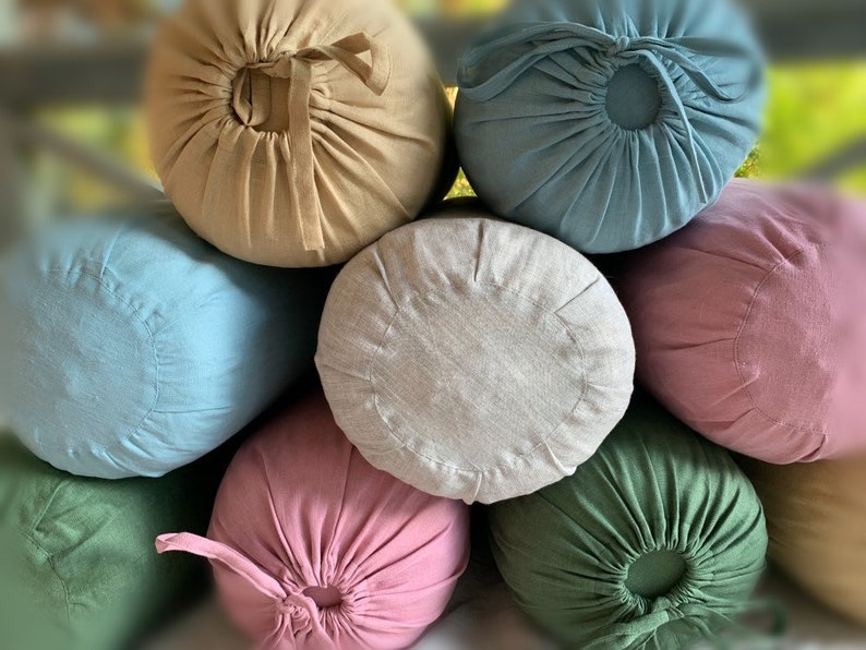 Round Yoga Bolster Cover/pure Linen Bolster Case/custom Size Etsy