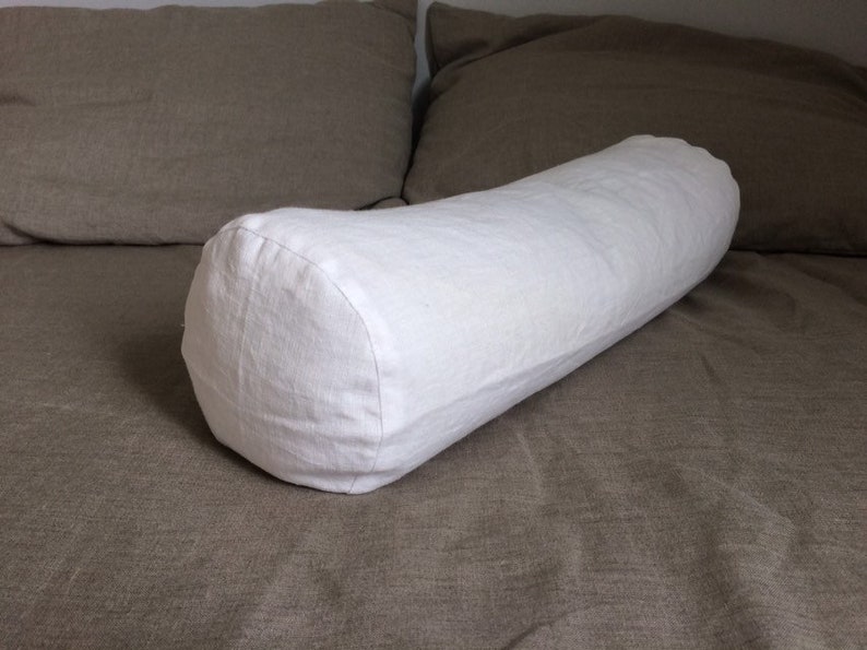 White Bolster Linen Pillow Case Bolster Cover Neckroll Etsy