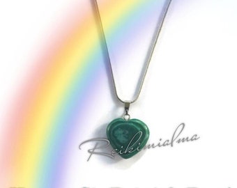 Malachite Heart ReikiMiAlma Silver Necklace