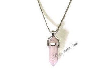 Rose Quartz ReikiMiAlma Pendant Silver Necklace