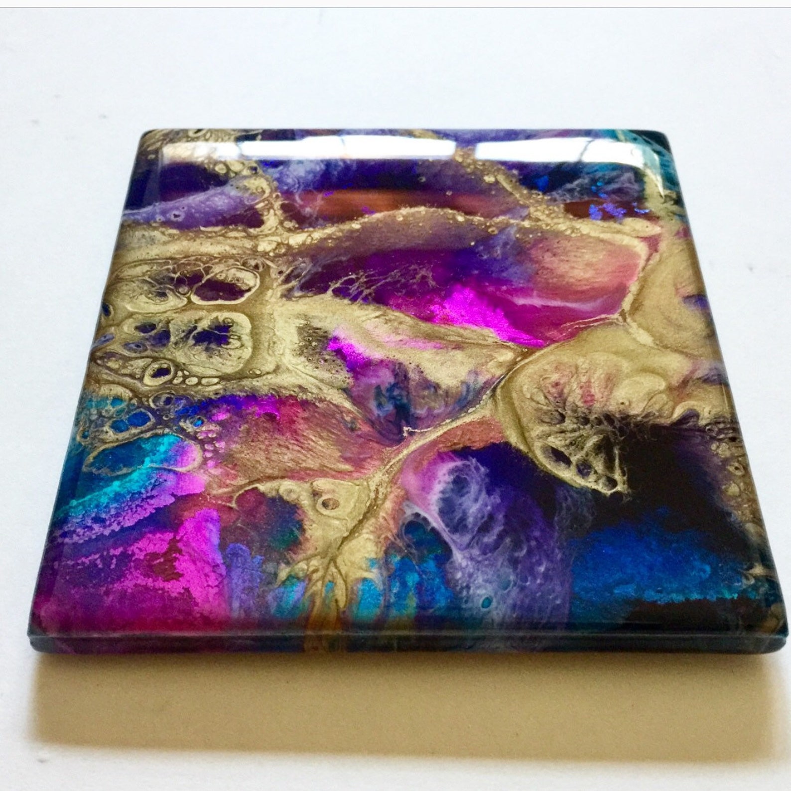 HandPainted Coasters set of 4 Resin Painting Resin Art Etsy