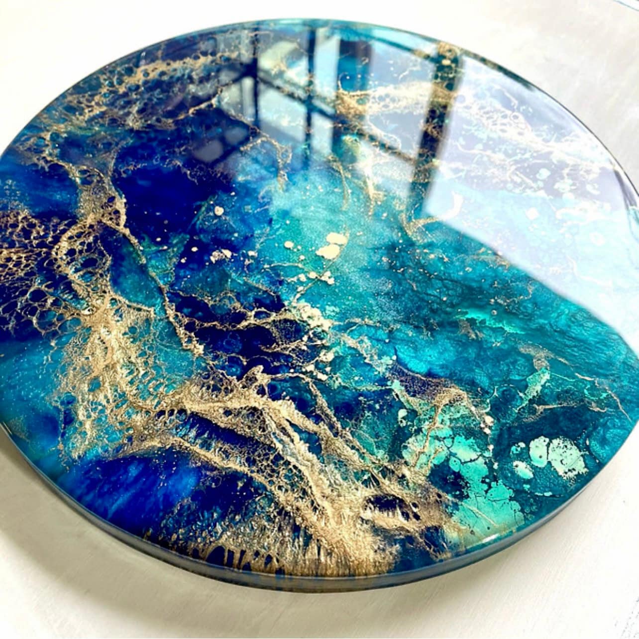 Navy Blue and Gold Epoxy Resin Art-crystal Resin Geode Wall Art-resin Wall  Art-golden Epoxy Art-blue Geode Wall Art-quartz and Amethyst Art 