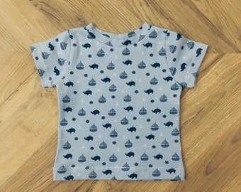 Handmade Nautical Whale Print Baby Boys T-shirt 3-6M