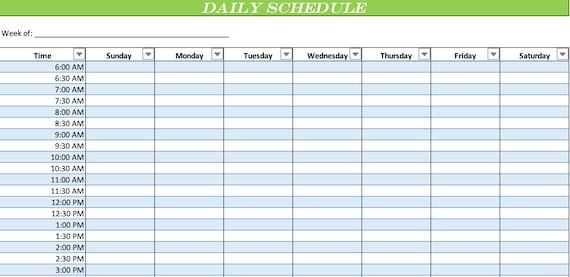 Excel Weekly Schedule Calendar Weekly Easy to Customize 3 - Etsy