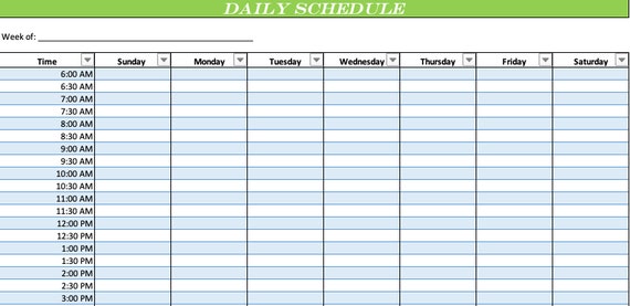 Excel Weekly Schedule Calendar Weekly Easy to Customize 3 - Etsy