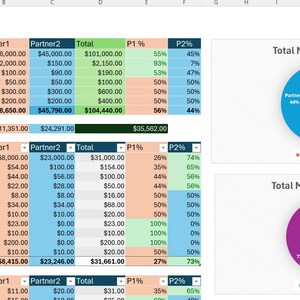 Roommates - Partners - Divorce Excel Budget or Domestic Partners Budget Excel - Unprotected