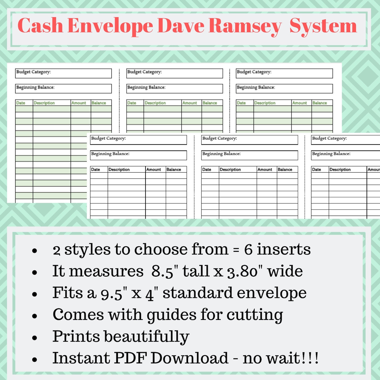 Dave Ramsey Cash Envelope Dave Ramsey System - Etsy
