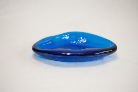 Blue Glass Candy Dish, Bright Blue Glass Dish, MCM Blue Dish, Blue Ashtray Blue Glass Candy Dish, Bright Blue Glass Dish, MCM Blue Dish, Blue Ashtray