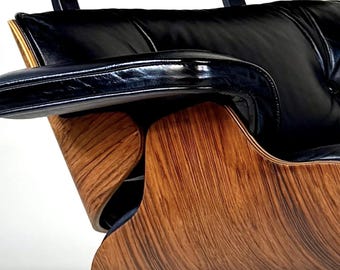 Reupholster Eames Lounge Chair Pair of Arms in Black Leather