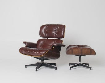 3rd Generation Eames Lounge Chair in Brazilian Rosewood and Oxblood Leather