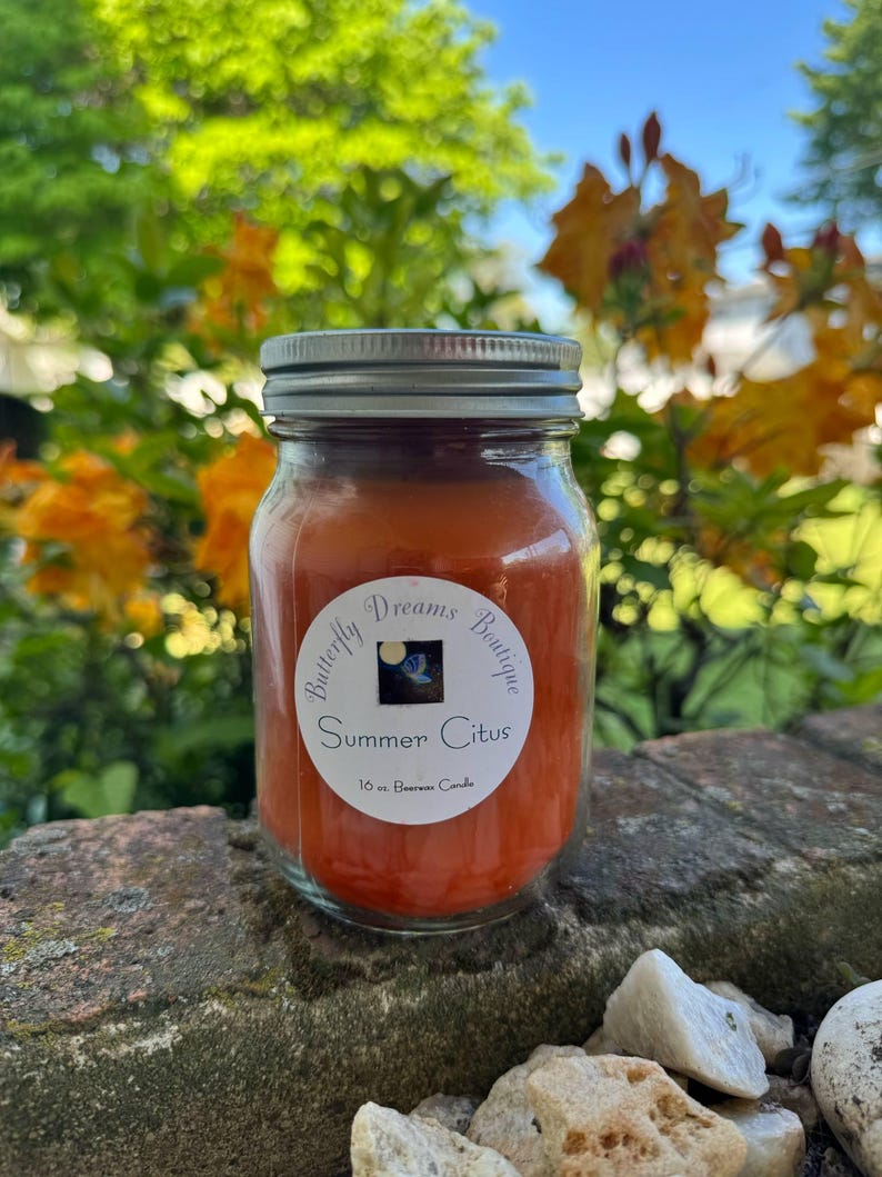 Homemade Summer Tropical Fruit Scented 16 Oz Mason Jar Organic Beeswax ...
