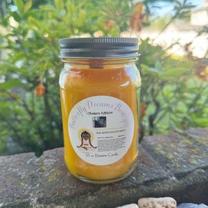 Vela de cera de abejas Chakra Edition de 16 oz en frasco de vidrio / Hecha a mano y hecha a mano Solar
