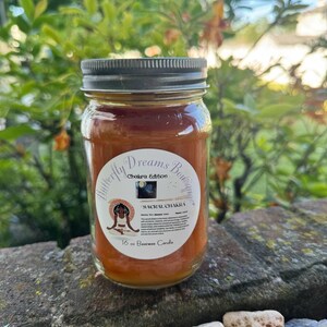 Vela de cera de abejas Chakra Edition de 16 oz en frasco de vidrio / Hecha a mano y hecha a mano Sacral
