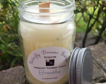 Vela de cera de abejas para aromaterapia relajante hecha a mano / Frasco de vidrio de 16 oz / Aroma a spa