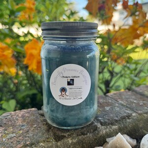 Vela de cera de abejas Chakra Edition de 16 oz en frasco de vidrio / Hecha a mano y hecha a mano Third Eye