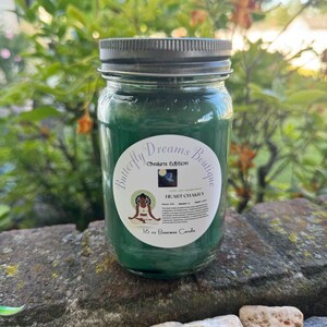 Vela de cera de abejas Chakra Edition de 16 oz en frasco de vidrio / Hecha a mano y hecha a mano Heart