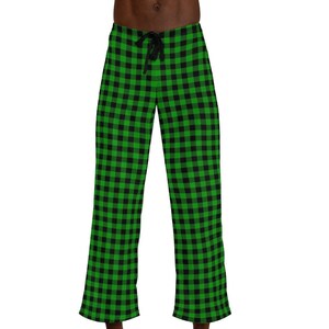 Mens green buffalo plaid pajama pants hot sale