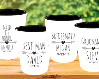 Personalized Wedding Party Shot Glass: Custom Ceramic Bridal Gifts