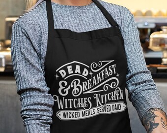 Dead and Breakfast Apron, Funny Witch Apron, Kitchen Witch, Halloween Apron, Punny Witch Gift, Witchy Gifts