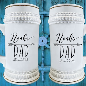 PERSONALIZED 22oz BEER STEIN, First Fathers Day 2024, Beer Mug, Unique Dad Gift, New Dad Gift Ideas, Dad Gifts, New Baby Est 2024