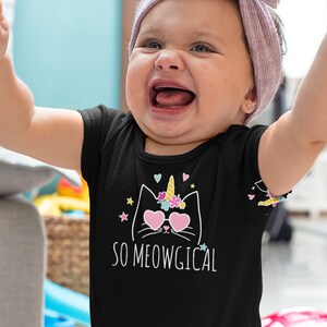 Funny Caticorn Baby Bodysuit: So Meowgical Kitty Outfit