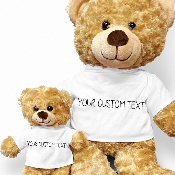 Personalized Teddy Bears Set, Your Custom Text, Big Teddy, Little Teddy, Luxury Soft Plush Keepsake Bears, Cute Customizable Fluffy Bears