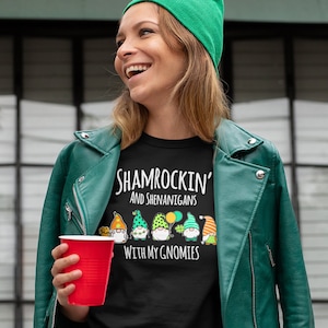 Funny St. Patrick&#39;s Day Gnome Shirt: Shamrockin&#39; Gnomies Tee