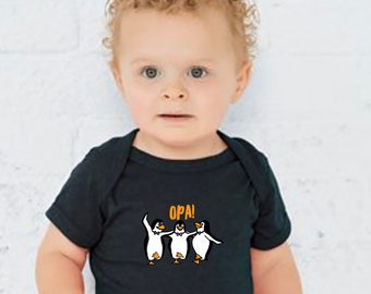 Greek Dancing Penguins Baby One-Piece: Opa! Gift from Yiayia & Pappou