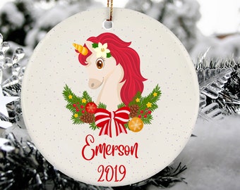 Personalized Unicorn Ornament, Christmas Ornament for Girls, Christmas Unicorn, Ornaments for Kids, Baby's First Christmas 2023