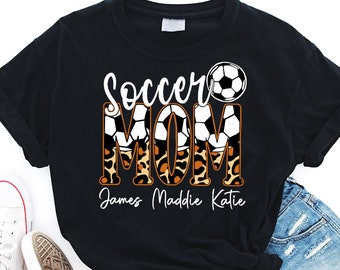 Camiseta personalizada de leopardo para mamás futbolistas: nombres de jugadores personalizados
