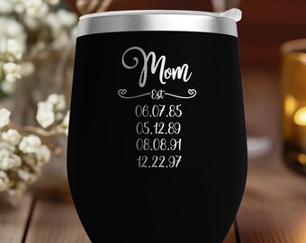 Custom Mothers Day Gift from Husband, Mama Wine Tumbler, Gift for Mom, Mom Coffee, Mom Est, Gift from Son, Gift from Daughter