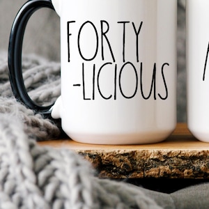 40th Birthday Gift for Women, Fortylicious, Funny Birthday Mug, Cute Gift for Her, 40 Years Old, 40th Bday, Born in 1985