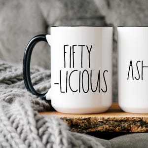 Personalized 50th Birthday Gift for Women, Fifty-licious, Funny Birthday Mug, Cute Gift for Her, 50 Years Old, 50th Bday, Born in 1975