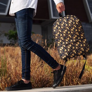 Sac à dos original à imprimé floral pour fille, cartable pour la rentrée, sac à dos botanique, cartable Cottagecore fleurs sauvages, Light Academia