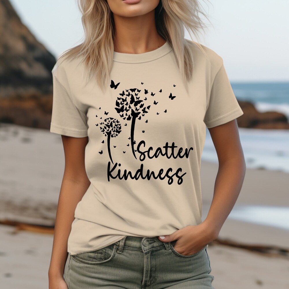 Scatter Kindness T-Shirt, Butterflies Dandelion Tee, Spread Kindness, Inspirational Gifts, Kindness Day Gifts Popdesign 4 You