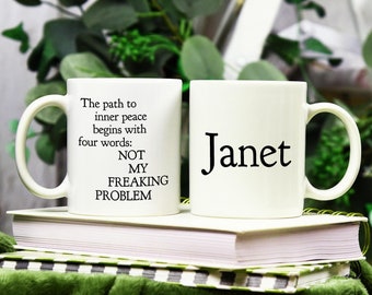 Personalized Peace Mug: Funny Mental Health Gift, Custom Name