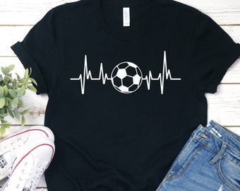 Soccer Heartbeat T-Shirt: Bella Canvas Unisex Tee