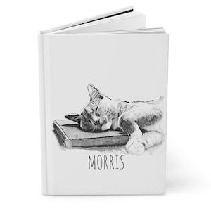 Personalized Pet Hardcover Journal, Custom Portrait Sketch from Photo, Personalized Name, Pet Lovers Gift, Pet Art Notebook, Pet Memorial