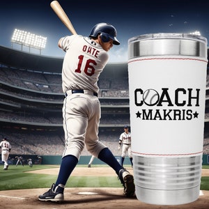Personalized Baseball Coach Tumbler: Insulated Leatherette Gift
