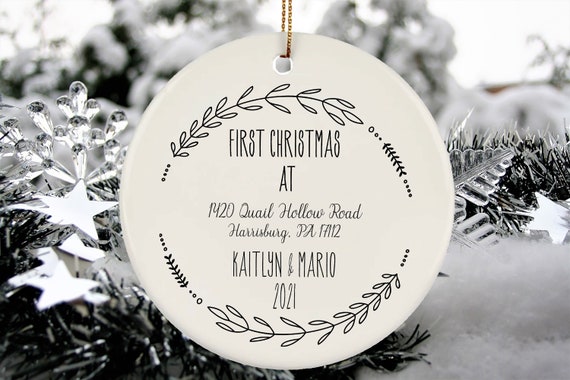 Personalized First Christmas Ornament: New Home Keepsake, Custom Names, Est. 2025