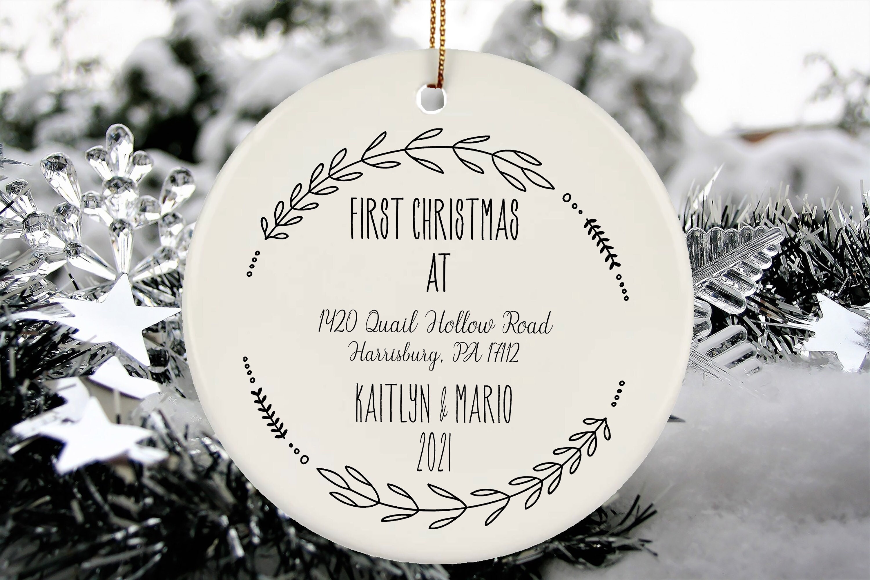 Quail Hollow Christmas 2022 Personalized First Christmas At New Address Ceramic Christmas | Etsy New  Zealand