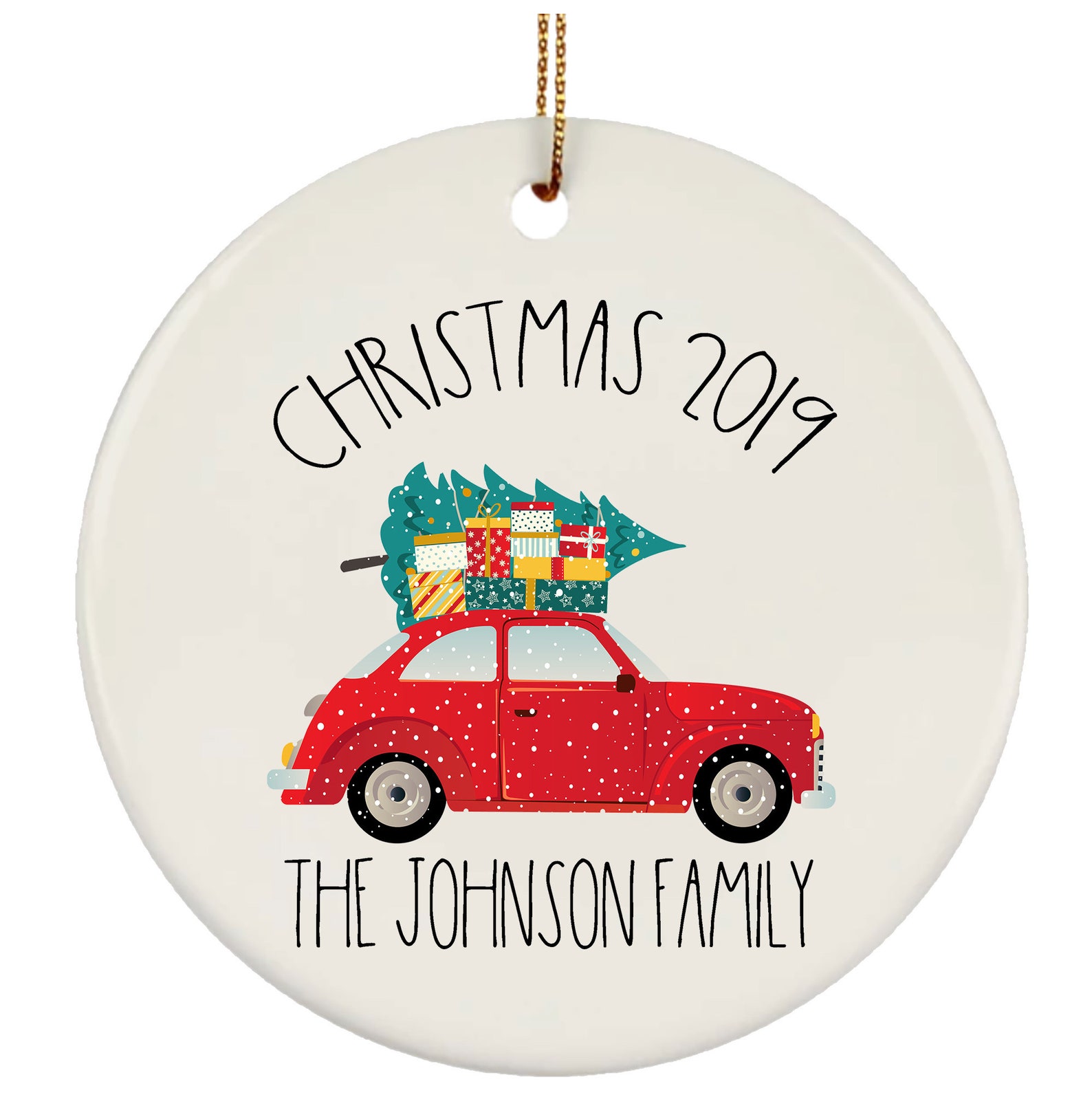 Personalized Red Car Ornament Custom Family Name Keepsake Etsy