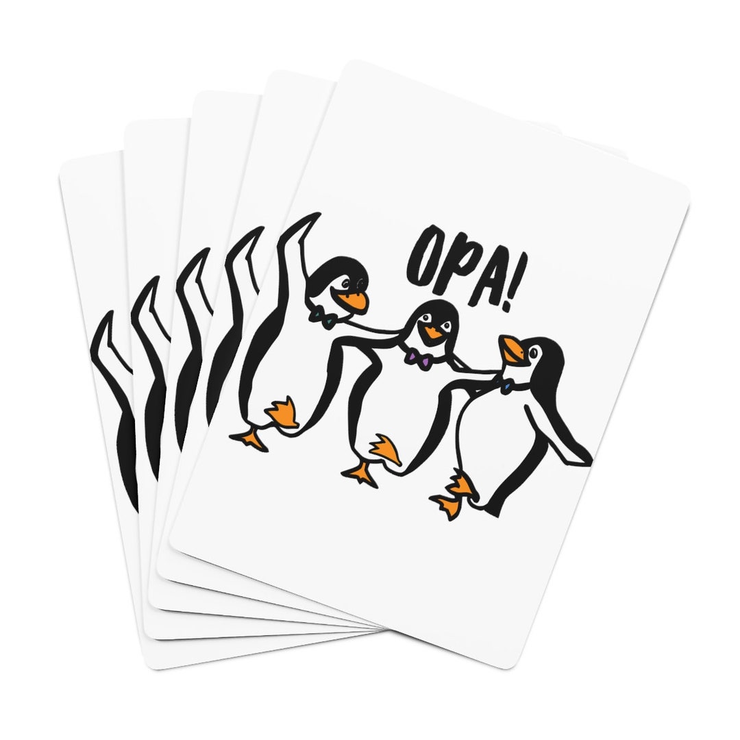 Opa Greek Dancing Penguins Poker Cards Funny Greek Gift Unique Papou opa-greek-dancing-penguins-poker-cards-funny-greek-gift-unique-papou