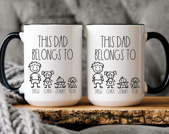 Personalized Dad Mug: Stick Figure Family, Custom Names